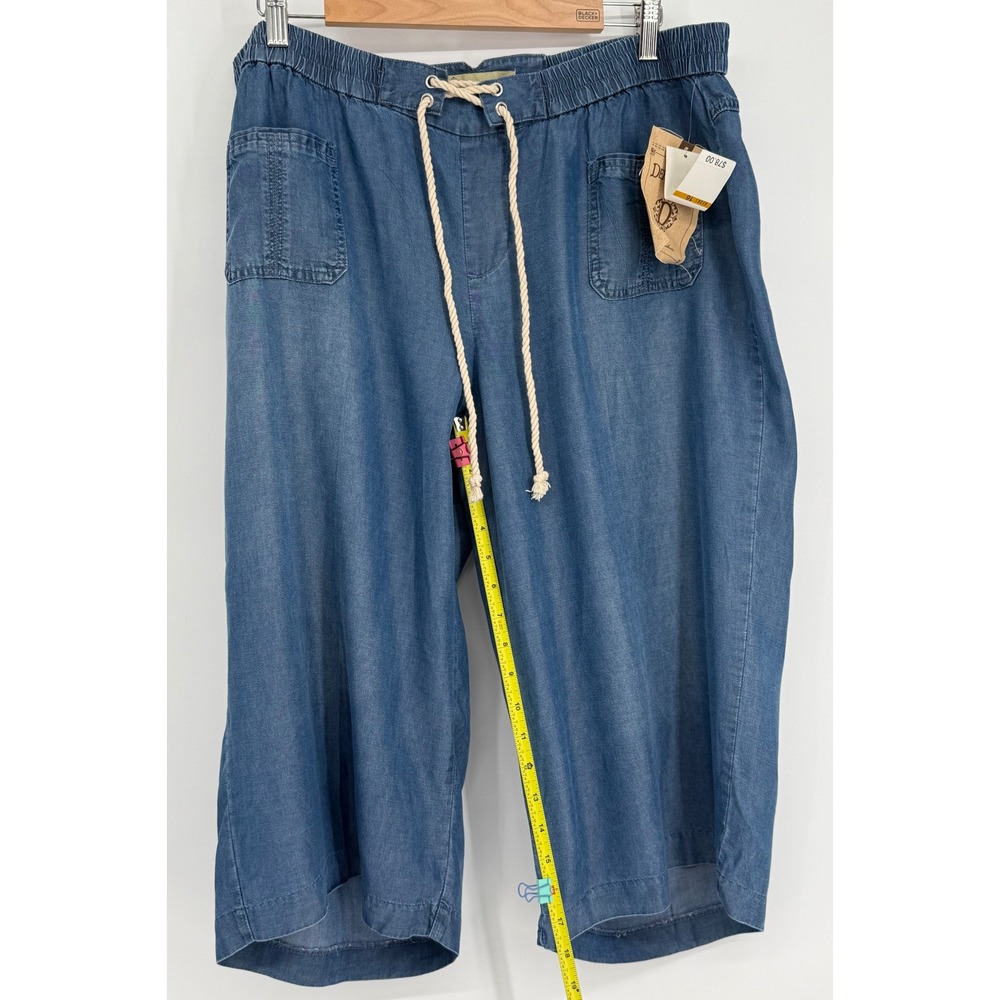 Democracy Indigo Blue Cropped Pull-On Wide Leg Pants - Picture 4 of 14